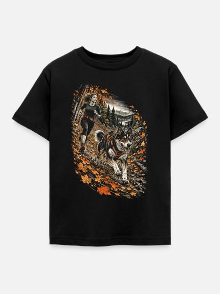 Canicross Hundesport Hundelauf - Kinder T-Shirt - Schwarz