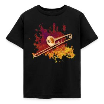 Posaune - Kinder T-Shirt - Schwarz - Vorne - AI Model Kid Female (0cm)