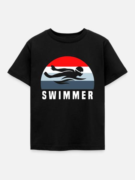 Schwimmer - Kinder T-Shirt - Schwarz