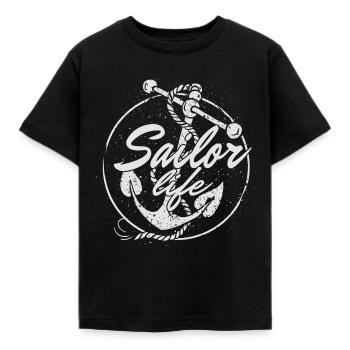 Anker - Kinder T-Shirt - Schwarz - Vorne - AI Model Kid Female (0cm)