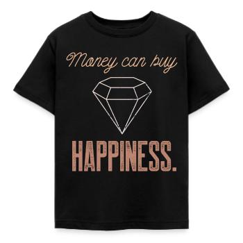 Schmuck Bling Geld kann Glück kaufen Lustiges Diamon - Kinder T-Shirt - Schwarz - Vorne - AI Model Kid Female (0cm)