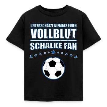 Vollblut - Schalke Fan Geschenk | Retro Fußball - Kinder T-Shirt - Schwarz - Vorne - AI Model Kid Female (0cm)