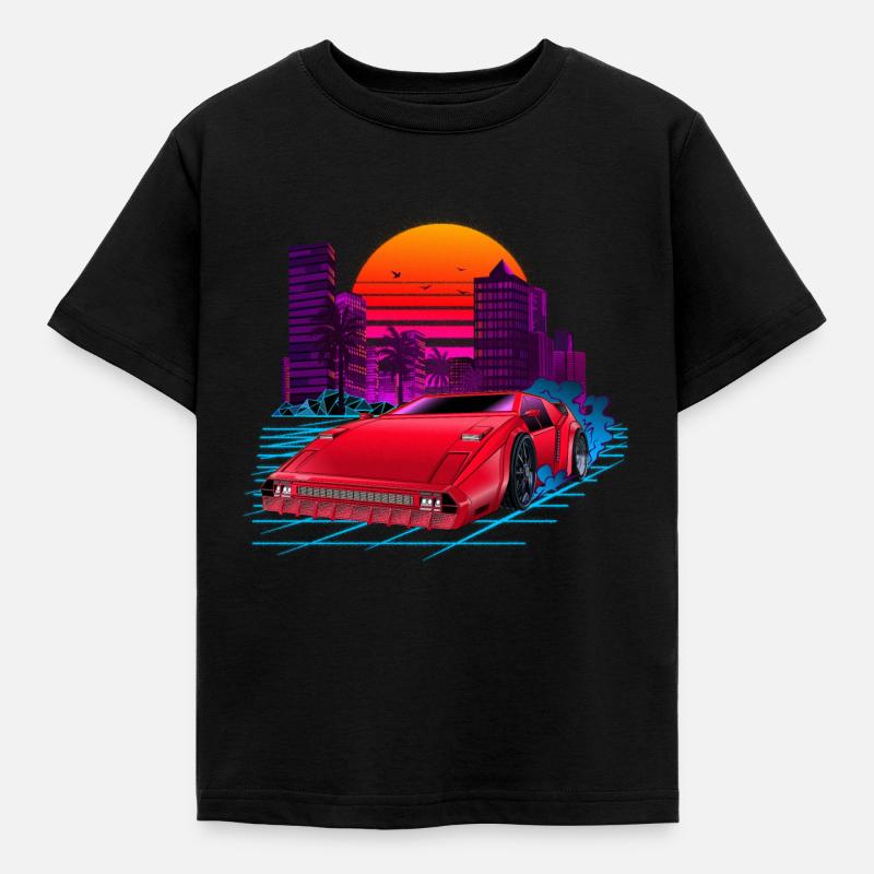 80s Synthwave Retro Car - Kids' T-Shirt - black