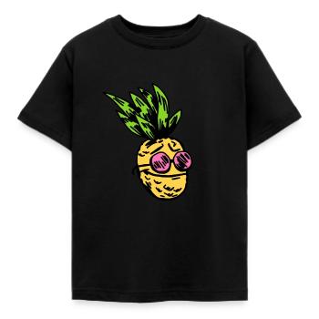 Ananas - Kinder T-Shirt - Schwarz - Vorne - AI Model Kid Female (0cm)