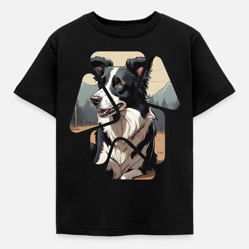 Border Collie Hund - Kinder T-Shirt - Schwarz