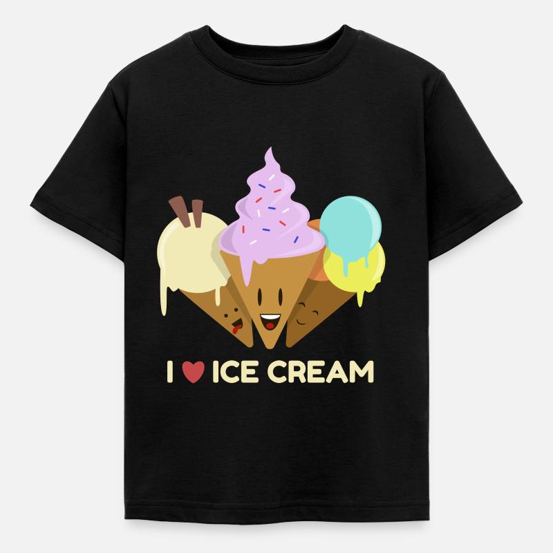 Ich liebe Eis - Kinder T-Shirt - Schwarz