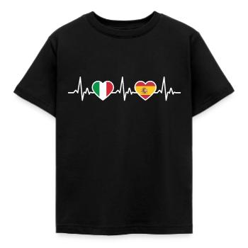 Espagne Italie Battement de cœur Drapeau espagnol - T-shirt Enfant - noir - Devant - AI Model Kid Female (0cm)