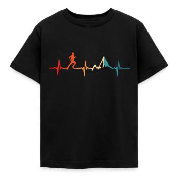Trail Running Heartbeat Jogging Jogger Course en montagne - T-shirt Enfant - noir - Devant - AI Model Kid Female (0cm)