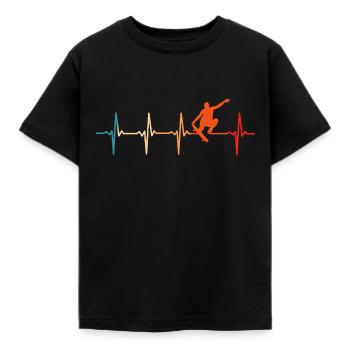 Retro Skater heartbeat skateboard t-shirt skater - Børne-T-shirt - sort - Foran - AI Model Kid Female (0cm)