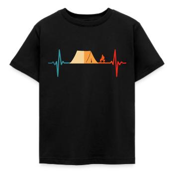 Camping Zelt Herzschlag Camper - Kinder T-Shirt - Schwarz - Vorne - AI Model Kid Female (0cm)