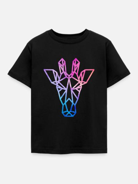 Giraffe geometrisch - Kinder T-Shirt - Schwarz