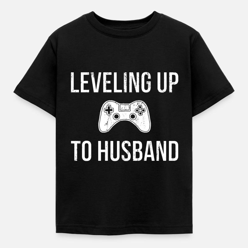 Leveling up to Husband Geschenk - Kinder T-Shirt - Schwarz