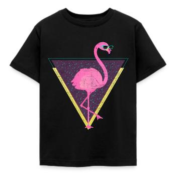Tropical Flamingo Triangle | 80s Style - Kids' T-Shirt - black - Front - AI Model Kid Female (0cm)