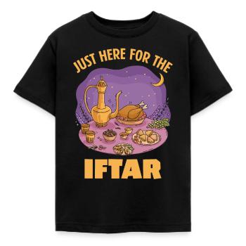 Just Here For The Iftar Ramadan Breaking the Fast - Kids' T-Shirt - black - Front - AI Model Kid Female (0cm)