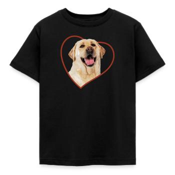Golden Retriever Heart Dog Portrait - Kids' T-Shirt - black - Front - AI Model Kid Female (0cm)