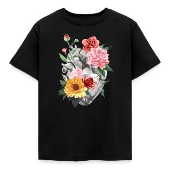 Blumen Anatomie Herz Kardiologie - Kinder T-Shirt - Schwarz - Vorne - AI Model Kid Female (0cm)