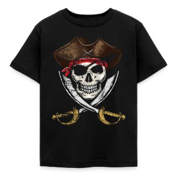 Pirate Skull Skull Retro - T-shirt Enfant - noir - Devant - AI Model Kid Female (0cm)