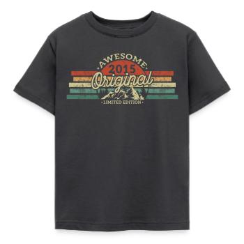 Jahrgang 2015 Geburtstag Retro - Kinder T-Shirt - Dunkelgrau - Vorne - AI Model Kid Female (0cm)