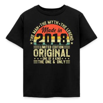 Geboren 2018 - Vintage Jahrgang Geschenk - Kinder T-Shirt - Schwarz - Vorne - AI Model Kid Female (0cm)