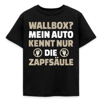 Wallbox? Mein Auto Kennt Nur Die Zapfsäule - Kinder T-Shirt - Schwarz - Vorne - AI Model Kid Female (0cm)