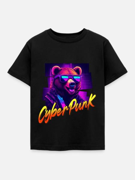 Cyberpunk-Bär - Kinder T-Shirt - Schwarz