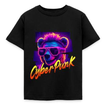 Cyberpunk-Bär - Kinder T-Shirt - Schwarz - Vorne - AI Model Kid Female (0cm)