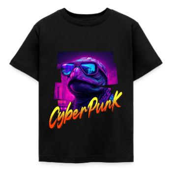Cyberpunk-Schildkröte - Kinder T-Shirt - Schwarz - Vorne - AI Model Kid Female (0cm)