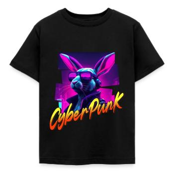 Cyberpunk Hase - Kinder T-Shirt - Schwarz - Vorne - AI Model Kid Female (0cm)