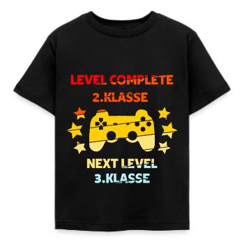 Level complete 2. Klasse - Kinder T-Shirt - Schwarz - Vorne - AI Model Kid Female (0cm)