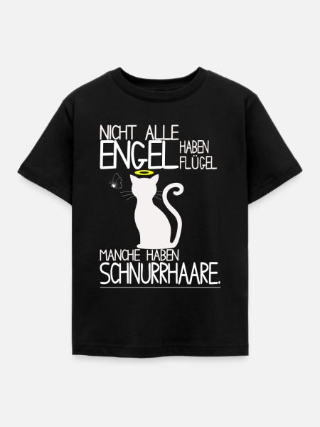 Katzen Shirt - Engel Schnurrhaare - Kinder T-Shirt - Schwarz