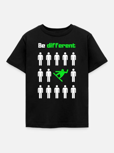 Sei anders, Snowboard - Kinder T-Shirt - Schwarz