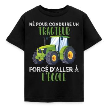 Humour d'agriculteur, Né pour conduire un tracteur - T-shirt Enfant - noir - Devant - AI Model Kid Female (0cm)