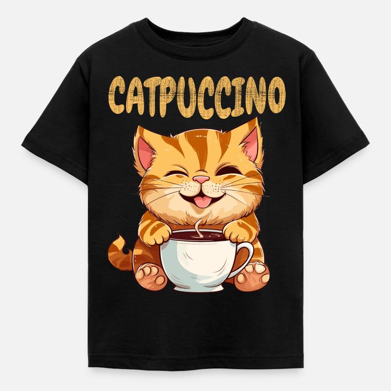 Cappuccino Chat - T-shirt Enfant - noir