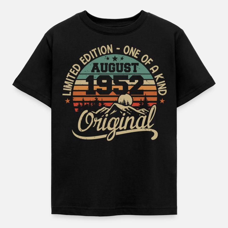 August 1952 Geburtstagsgeschenk - Geboren im August 1952 - Kinder T-Shirt - Schwarz