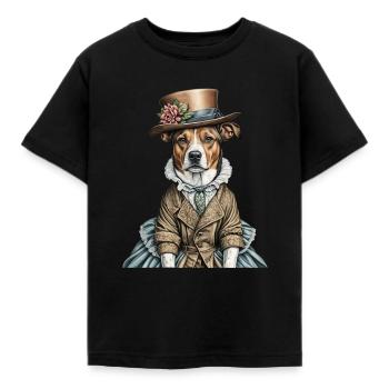 Chien victorien - T-shirt Enfant - noir - Devant - AI Model Kid Female (0cm)