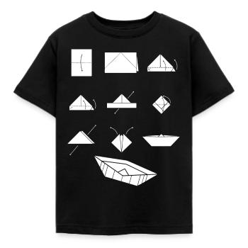 Papierschiffe falten Origami Papierboot - Kinder T-Shirt - Schwarz - Vorne - AI Model Kid Female (0cm)