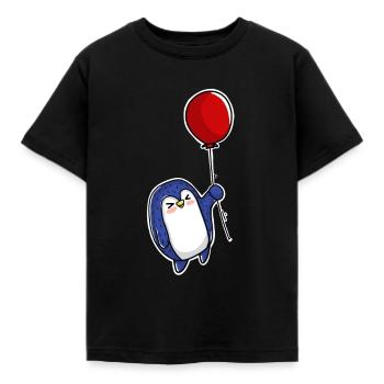 Pinguin Ballon - Kinder T-Shirt - Schwarz - Vorne - AI Model Kid Female (0cm)