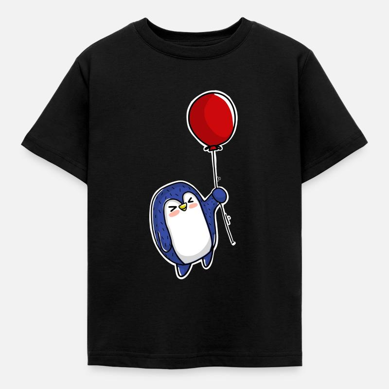 Pinguin Ballon - Kinder T-Shirt - Schwarz