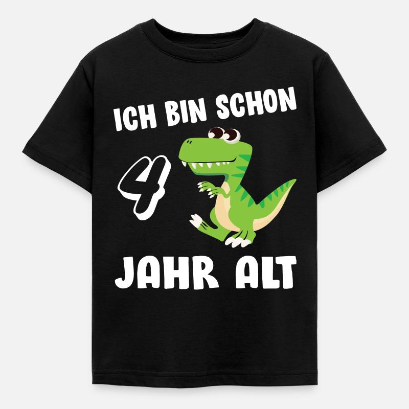4.Geburtstag Dino Geschenkidee - Kinder T-Shirt - Schwarz