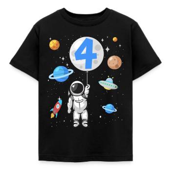 Astronaut Rakete 4. Geburtstag Weltraum 4 Jahre - Kinder T-Shirt - Schwarz - Vorne - AI Model Kid Female (0cm)
