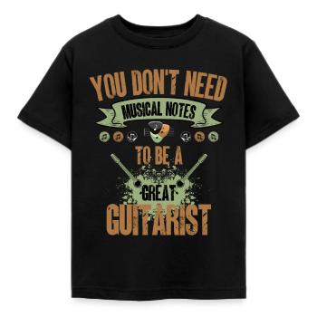 Geschenk für Gitarrist Gitarrennote Saite - Kinder T-Shirt - Schwarz - Vorne - AI Model Kid Female (0cm)