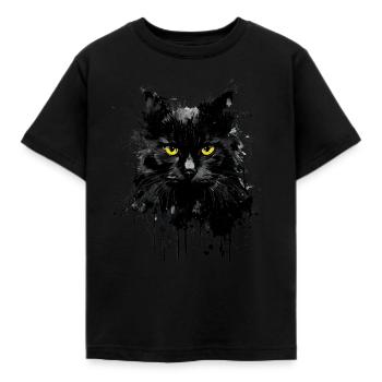 Noir chat yeux jaunes museau chaton encre - T-shirt Enfant - noir - Devant - AI Model Kid Female (0cm)