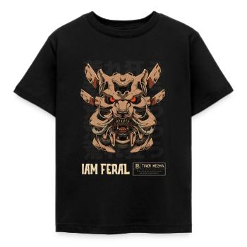 Aesthetic Feral Tiger Mecha - Kids' T-Shirt - black - Front - AI Model Kid Female (0cm)