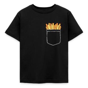Pommes Brusttasche Lustiges Pommes Frites Geschenk - Kinder T-Shirt - Schwarz - Vorne - AI Model Kid Female (0cm)