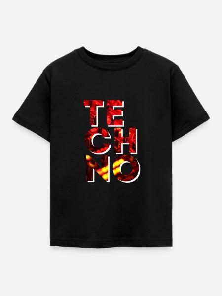 TECHNO - Kinder T-Shirt - Schwarz