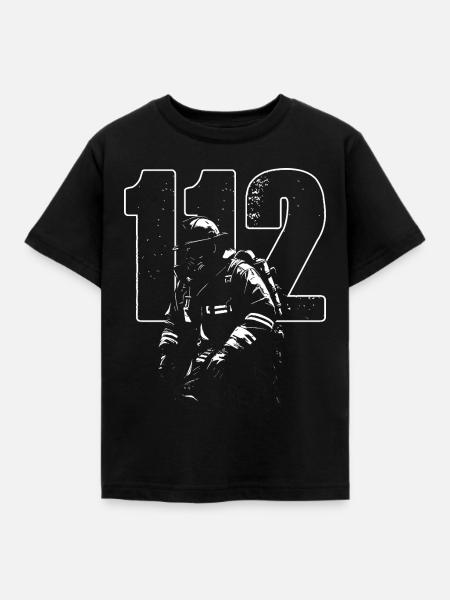 Feuerwehrheld 12 Flammenbild - Kinder T-Shirt - Schwarz