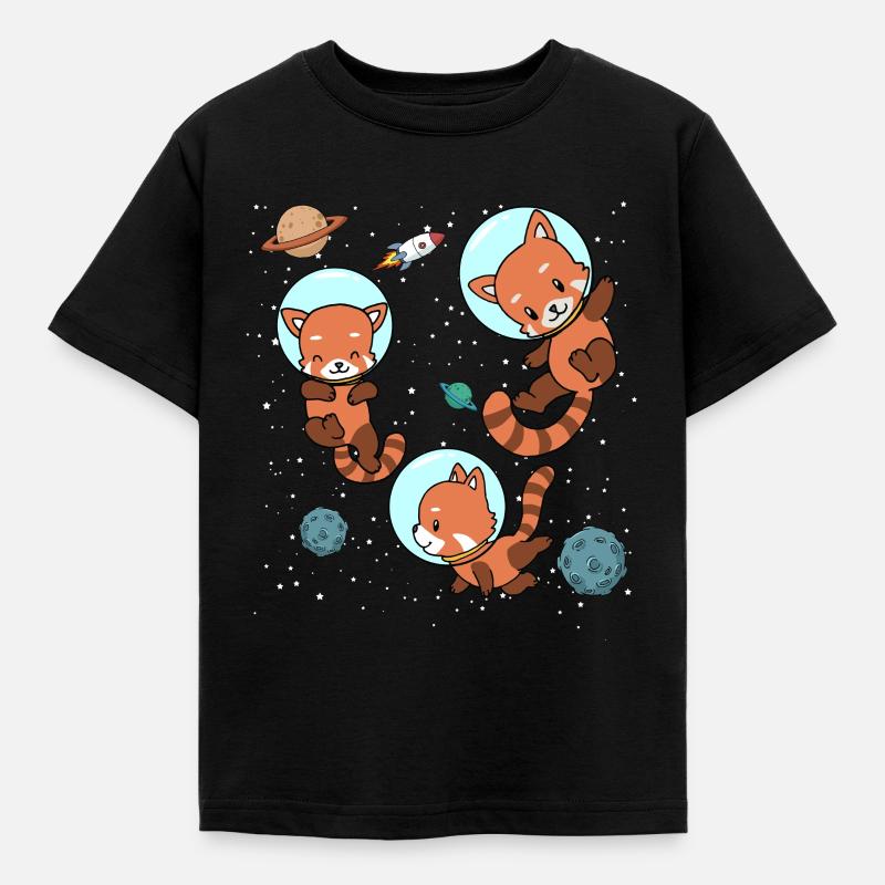 Red Panda Astronaut Space Spaceflight Gift - Kids' T-Shirt - black