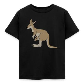 Känguru - Kinder T-Shirt - Schwarz - Vorne - AI Model Kid Female (0cm)