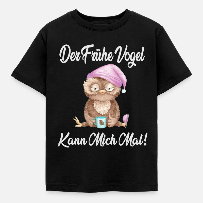 Früher Vogel - Kinder T-Shirt - Schwarz