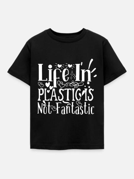 Plastik Umweltschutz - Kinder T-Shirt - Schwarz